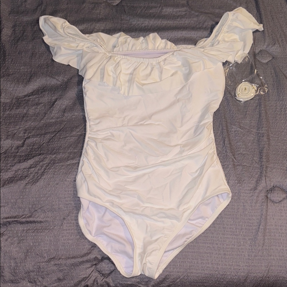 Kona Sol White Ruffled swimsuit